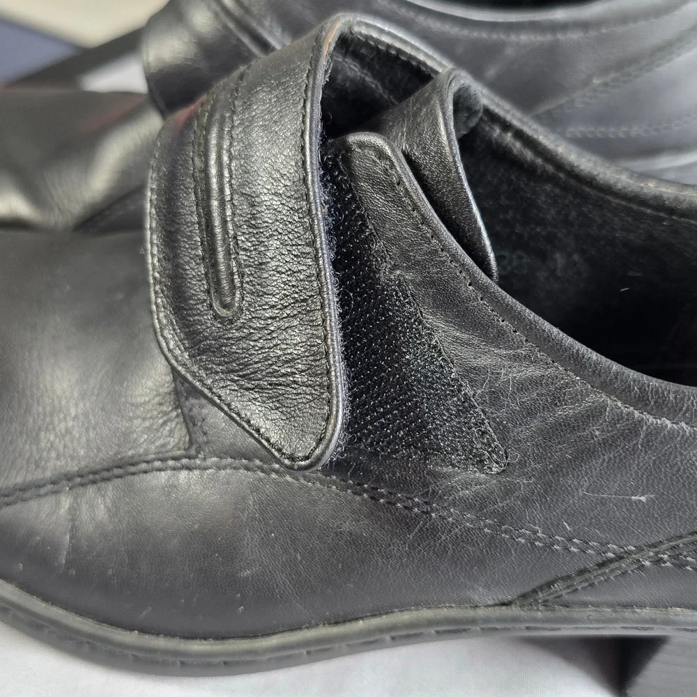 Josef Seibel Women Black Leather Hook and Loop Comfort Shoes Size EU 38 / 7.5 US